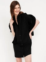 Linen-Blend Shirt Dress