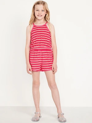 Waist-Defined Terry Romper for Girls