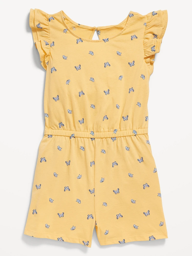 Printed Flutter-Sleeve Romper for Girls