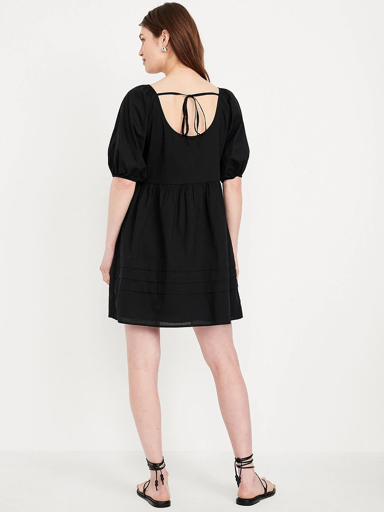 Pleated Mini Swing Dress