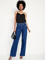Lace-Trim Satin Cami Top