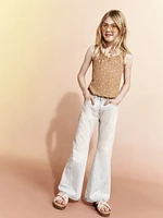 Printed Fitted Ribbed Tank Top for Girls