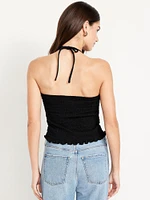 Sleeveless Smocked Crop Top
