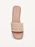 Floral Raffia Slide Sandals
