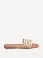 Floral Raffia Slide Sandals