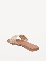 Floral Raffia Slide Sandals
