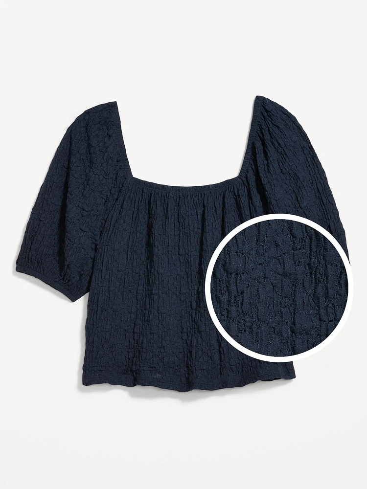 Puff-Sleeve Lace Top