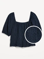 Puff-Sleeve Lace Top