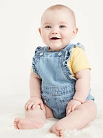 Ruffle-Trim Pocket Shortalls for Baby