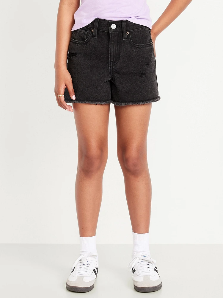 High-Waisted Frayed-Hem Jean Shorts for Girls