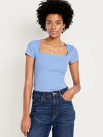 Square-Neck Ribbed T-Shirt