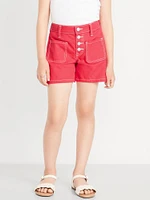 High-Waisted Mariner Midi Jean Shorts for Girls