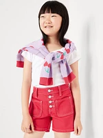 High-Waisted Mariner Midi Jean Shorts for Girls