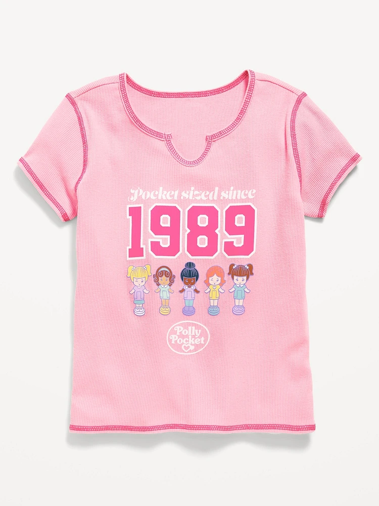 Polly Pocket™ Fitted Ribbed Graphic T-Shirt for Girls