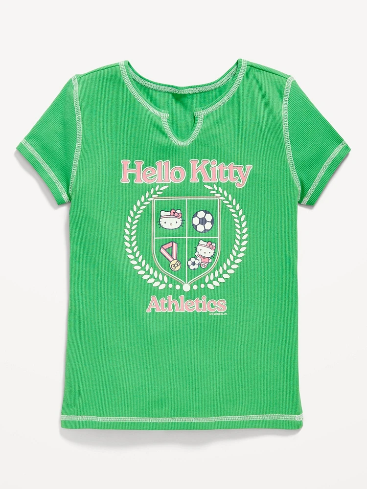 Hello Kitty® Fitted Ribbed Graphic T-Shirt for Girls