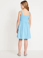 Fit & Flare Sleeveless Smocked Dress for Girls