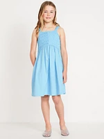Fit & Flare Sleeveless Smocked Dress for Girls