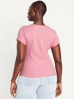Square-Neck Ribbed T-Shirt