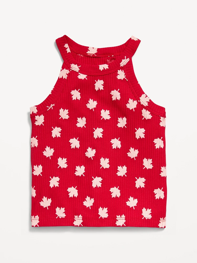 Fitted Ribbed Halter Tank Top for Toddler Girls
