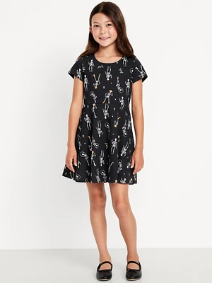 Short-Sleeve Fit and Flare Dress for Girls