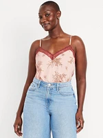 Lace-Trim Satin Cami Top