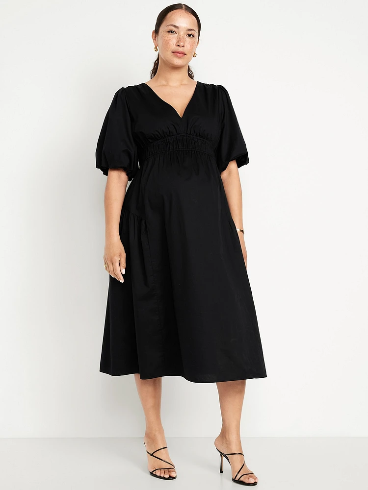 Robe mi-longue à taille définie de maternité