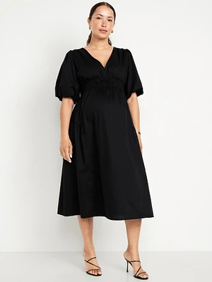 Robe mi-longue à taille définie de maternité