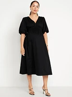 Robe mi-longue à taille définie de maternité