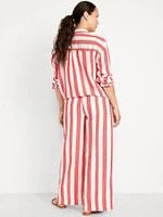 Pantalon à jambe large avec panneau rabattable de maternité