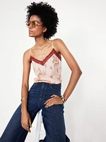 Lace-Trim Satin Cami Top