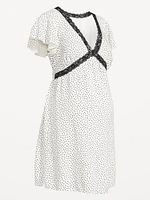 Robe courte en crêpe à garniture dentelle de maternité