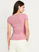 Square-Neck Ribbed T-Shirt