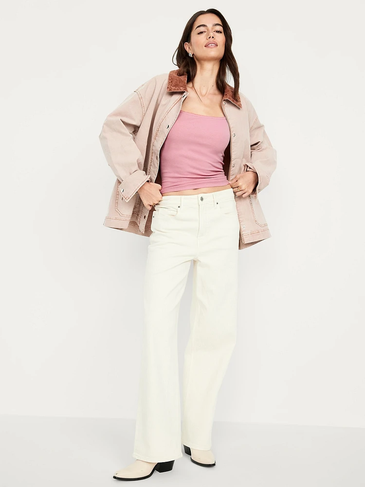 Square-Neck Ribbed T-Shirt