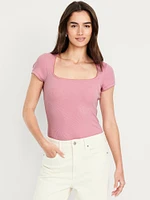 Square-Neck Ribbed T-Shirt