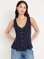 Button-Down Crepe Tank Top