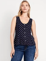 Button-Down Crepe Tank Top