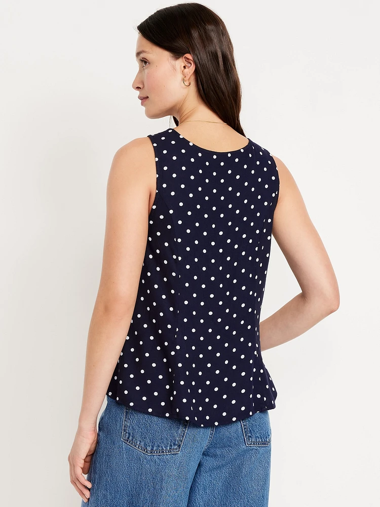 Button-Down Crepe Tank Top