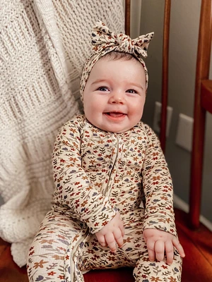 Cream Floral Zip Romper