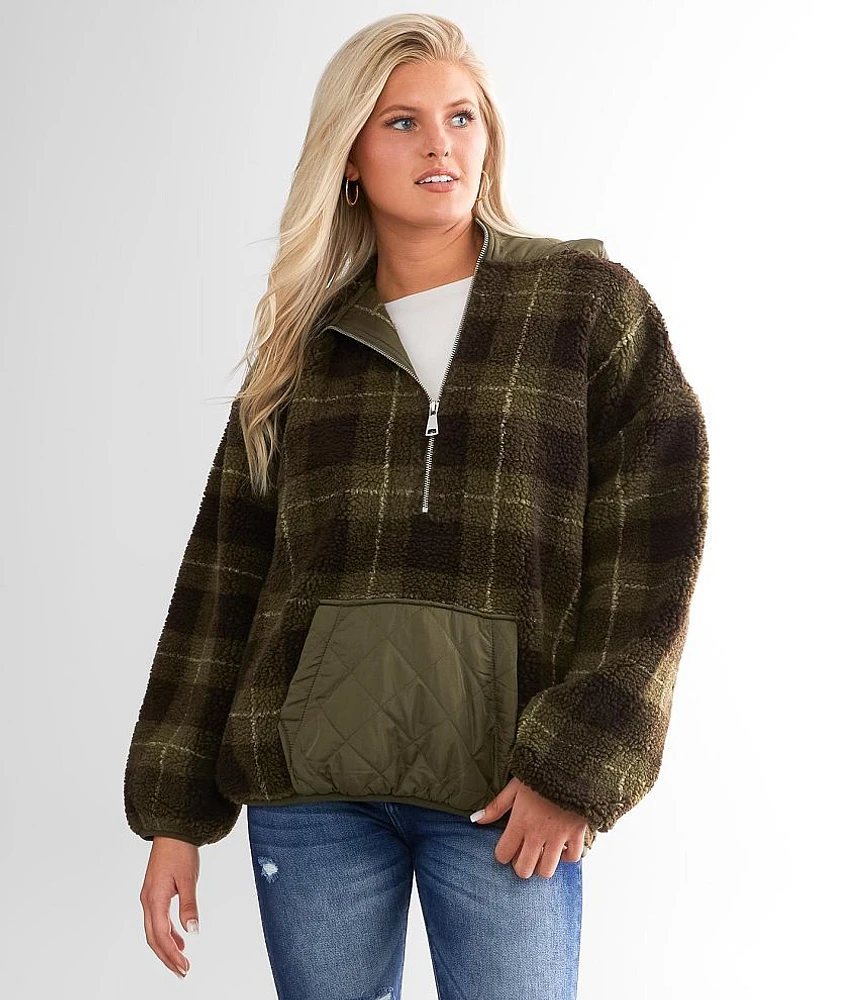 Sherpa Hooded Half Zip Pullover