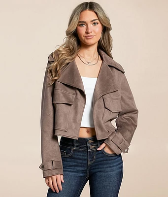 Open SZN Faux Suede Cropped Jacket