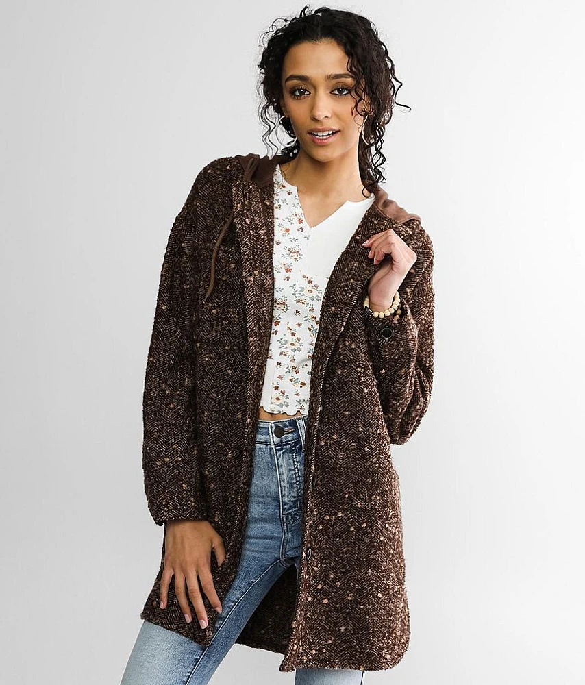 Tweed Hooded Trench Jacket