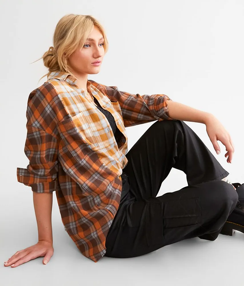 BKE Mixed Flannel Boyfriend Shirt