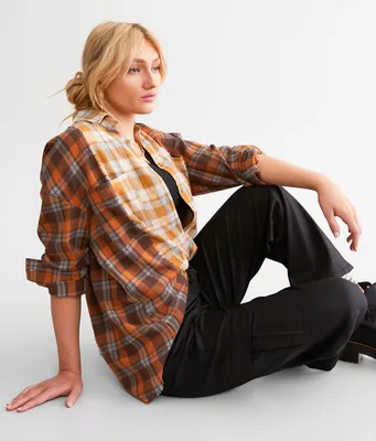 BKE Mixed Flannel Boyfriend Shirt