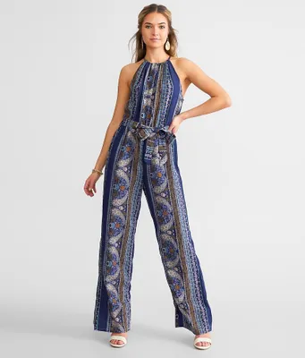 Buckle Black Paisley High Neck Jumpsuit