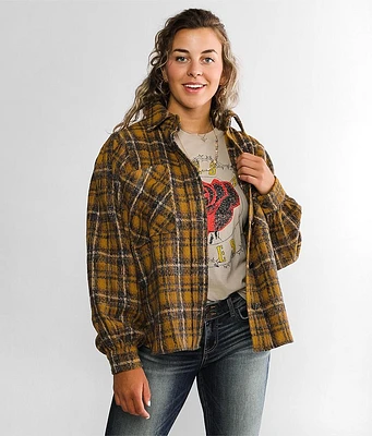 A. Peach Plaid Fleece Shacket