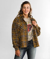A. Peach Plaid Fleece Shacket