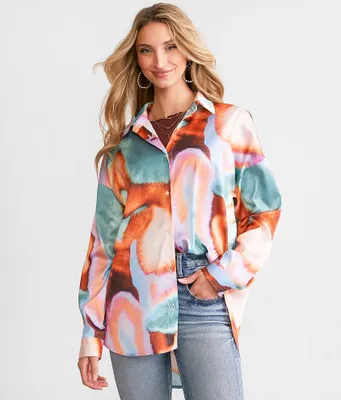 Acoa Marble Satin Oversized Blouse