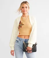 Acoa Eyelash Bolero Cropped Cardigan Sweater