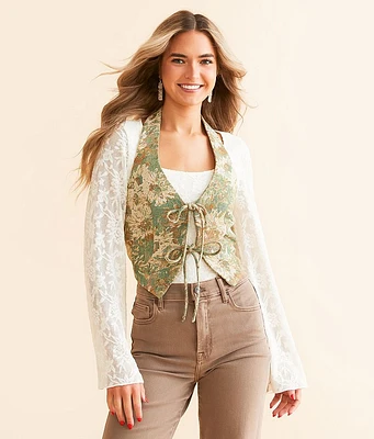 Willow & Root Floral Jacquard Halter Vest