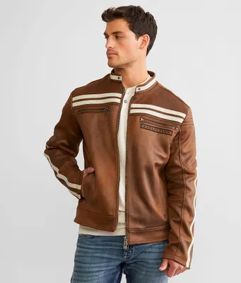Affliction Trident Distressed Faux Leather Jacket